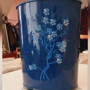 Blue Floral Waste Bin